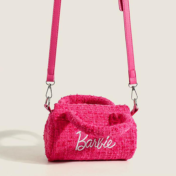 Barbie Kuddväska Rosa Cartoon e Co-Branding Cylindrical Crossb Rose red