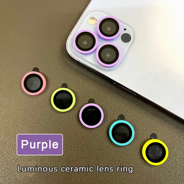 Lysande keramiskt kameraskydd för IPhone 15 14 Pro Max Plus purple Iphone11PRO
