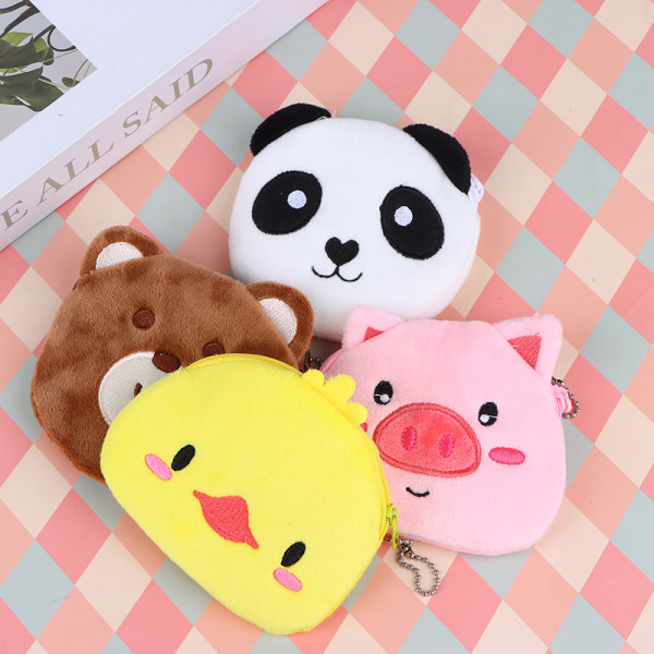 Cartoon Plysch Animal Coin Purse och Panda Piggy Zipper Money Chan A2