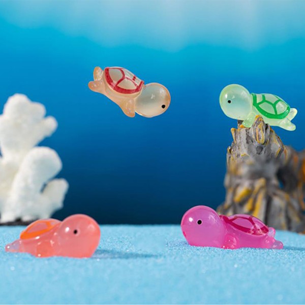 1/5 st Mini Resin Lysande Turtle Figurines Dekoration Bil Dash Large Random 5pcs
