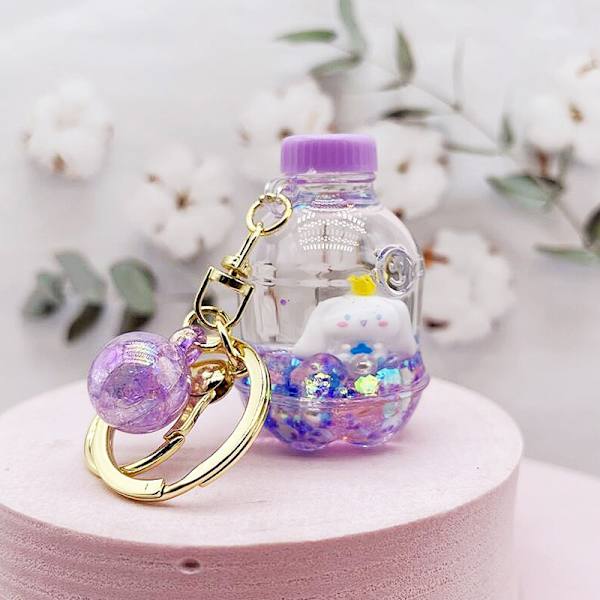 Cartoon e Keychain Quicksand Key Chain Akryl Nyckelring Bag Pend A4
