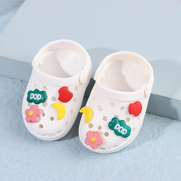 1Par Doll Shoes Mini Hole Sandaler Strandskor Dockatillbehör White