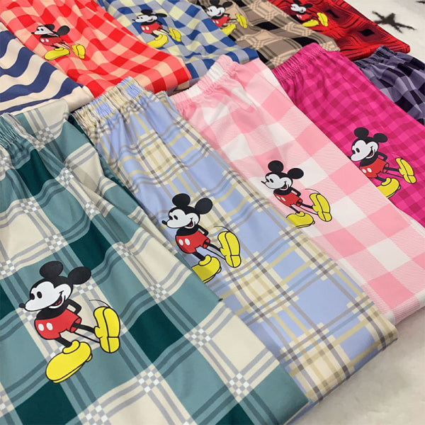 Gåbyxor Tecknad Mickey Pläd Pyjamas för kvinnor hemma Lo D M