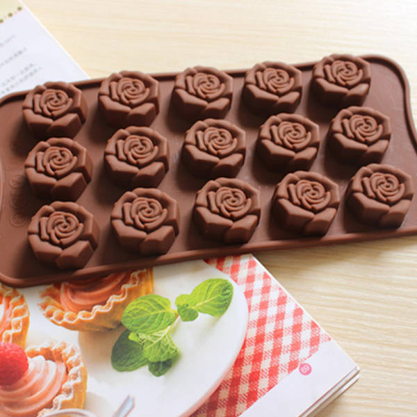 Blomma Rose Silikon Mould tårta Dekorera Chokladvax smälter
