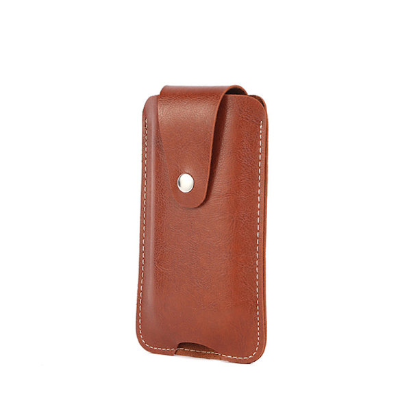Män Läder Mobiltelefonhölster Universal Outdoor Sport Bälte C Brown