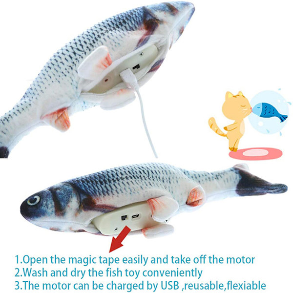 Elektronisk Pet Cat Toy Elektrisk USB Laddning Simulering Fisk Till A