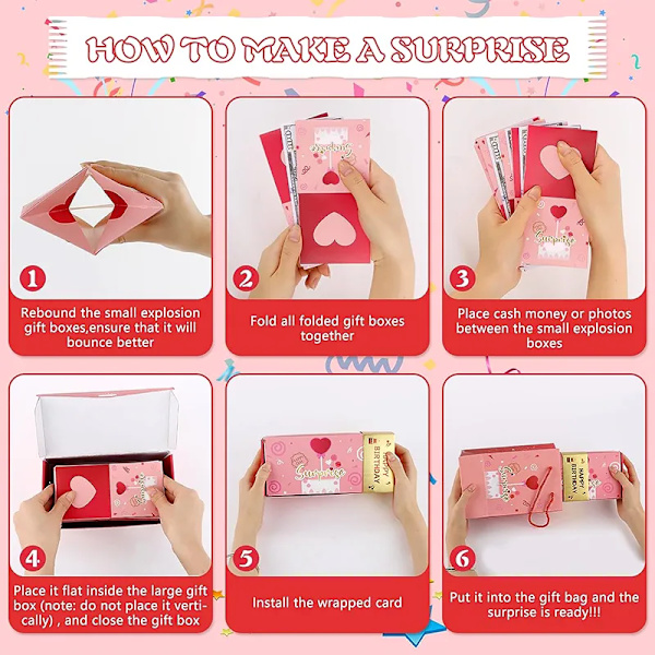 Folding Bounce Gift Box Surprise Jumping Box Bounce Box Explosi Pink 1