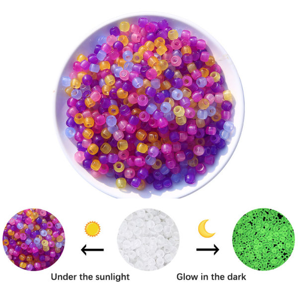100st färgskiftande UV-pärlor Blandad färg Glow In The Dark Bea 100pcs