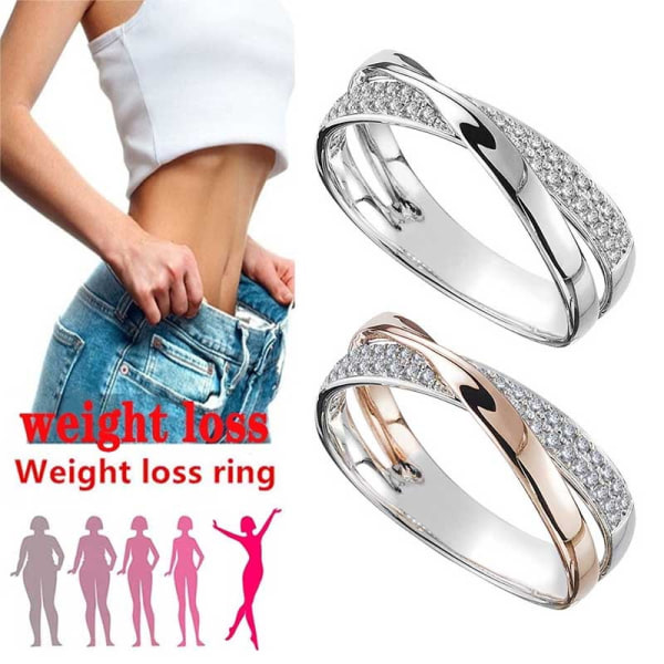 Viktminskning Crystal Rhinestone Ring Slimming Healthcare Ring Gold 6