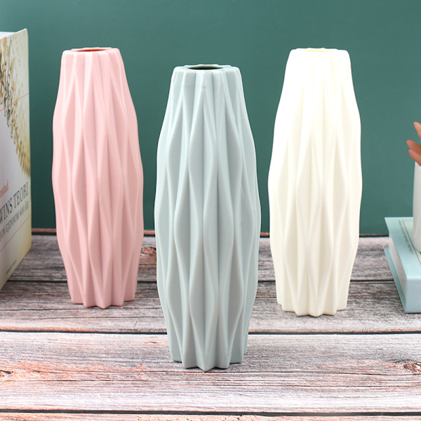 Blomvas Dekoration Hem Plast Vas Vit Imitation Cerami White