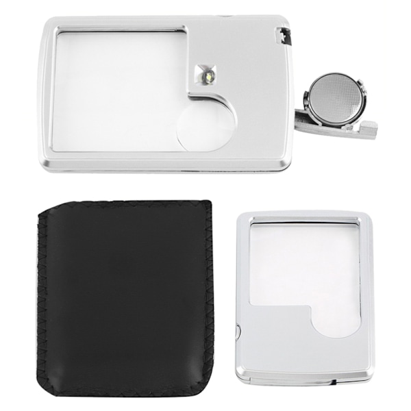 3x 6x LED-ljus smyckeförstoringsglas Lupp Kreditkortslinsförstoring