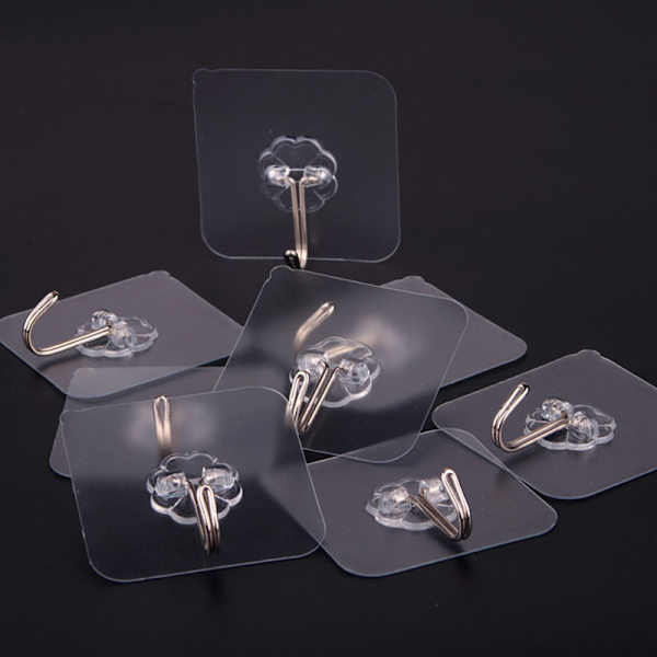 10st Transparent sömlös självhäftande krok Stickande väggkrok Han