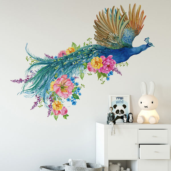 Påfågelmönster väggdekal Style Peacock Bakgrundsvägg Dec