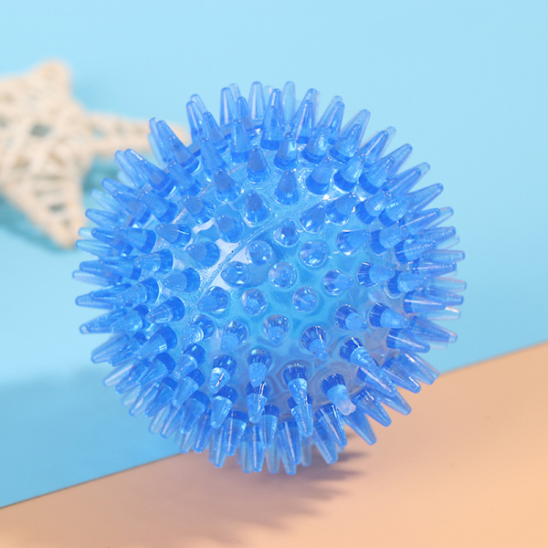 Hund Gummi Leksak Bouncy Flytande Rengöring Spiky Pipig Ball Dog Blue