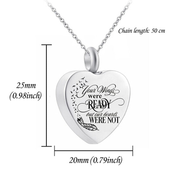 Heart Urn Necklace for Ashes - Cremation Jewelry Keepsake Memor