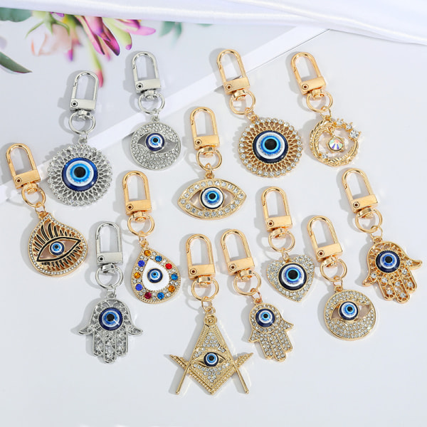 Rainbow Evil Eye Hand Keychain Nyckelring för Blue Eye Bag Car Bo A12