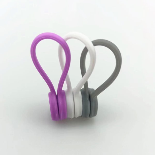 Färg Magnetisk Silikon hörlurssladd Winder Kabelhållare Clips Gray
