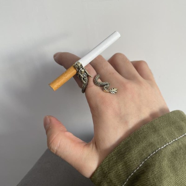 Hållare Ring Antik Drakformad Finger Elegant Cigarrhållare
