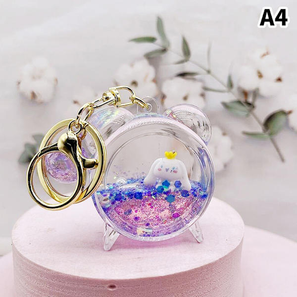 Cartoon e Keychain Quicksand Key Chain Akryl Nyckelring Bag Pend A4