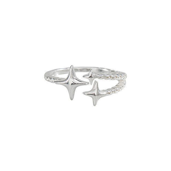 n Stil Silver Color Ins Star Rings Enkelt mode justerbart F