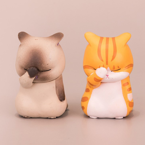 1st Tecknad Lucky Cats Model Winking Resin Craft White