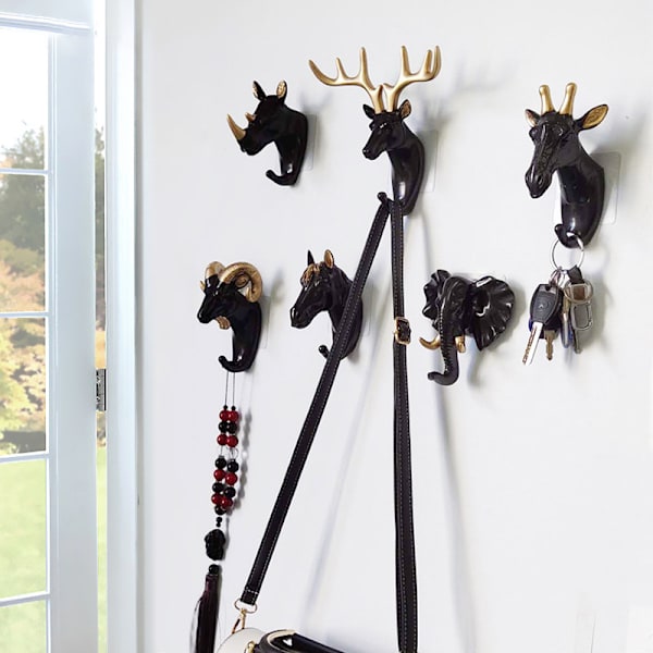 Väggmonterad Djurhuvud Rack Cap Vägghängare Häst Elepha Horse