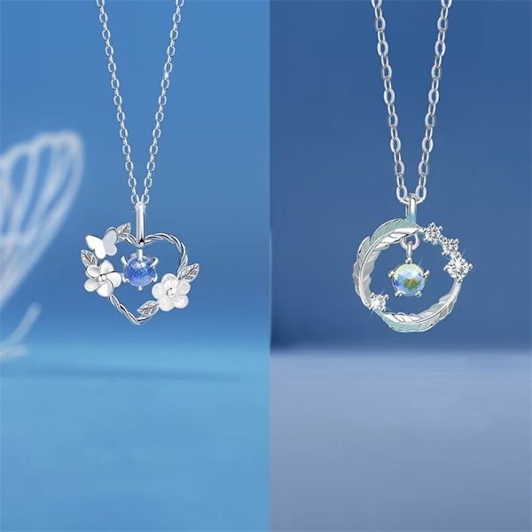 Utsökt blomma hjärta hänge halsband för kvinnor Crystal Zirco A1