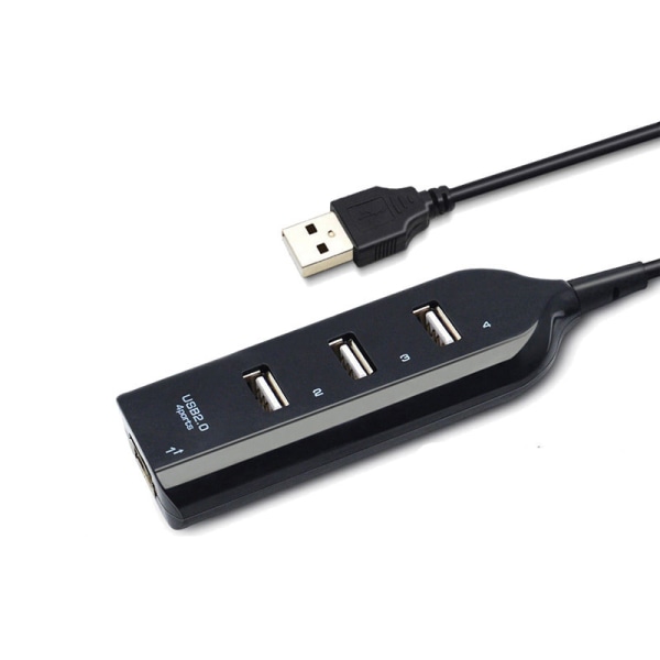 4 Port High Speed ​​USB Hub Med Kabel Mini USB Splitter Hub För Black