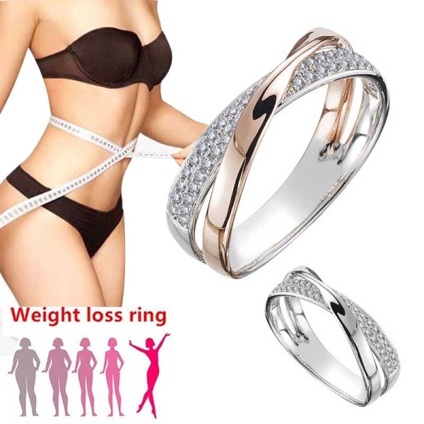 Viktminskning Crystal Rhinestone Ring Slimming Healthcare Ring Gold 7