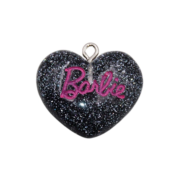 5 st Barbie Resin Peach Hjärta Glitter Hjärtformad bokstavspenda Black