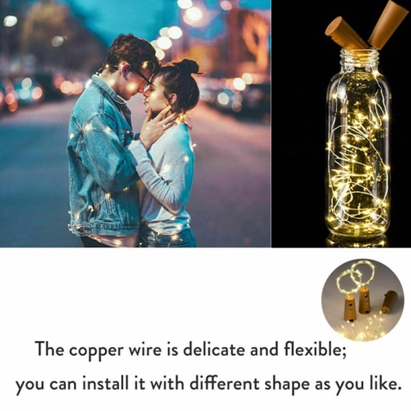Solenergi Vinflaska Lampor LED Strings Koppartråd Hem Pa Multicolor-2M-20LED