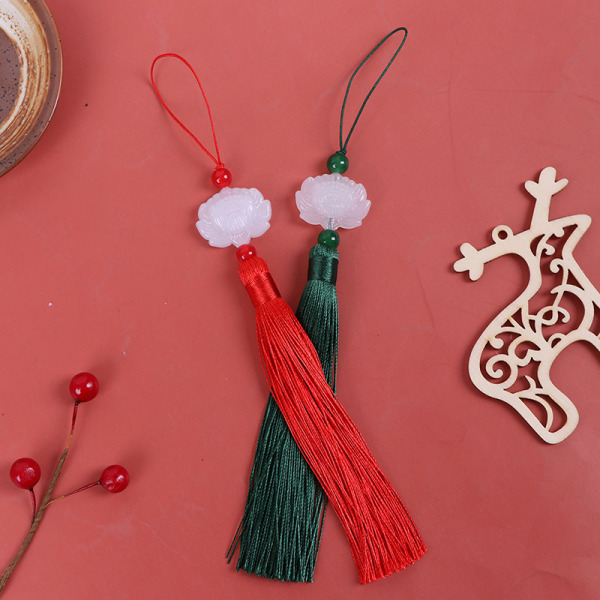 Retro vit Jade Lotus tofs Fringe DIY Alloy Craft Tofs Ac Green