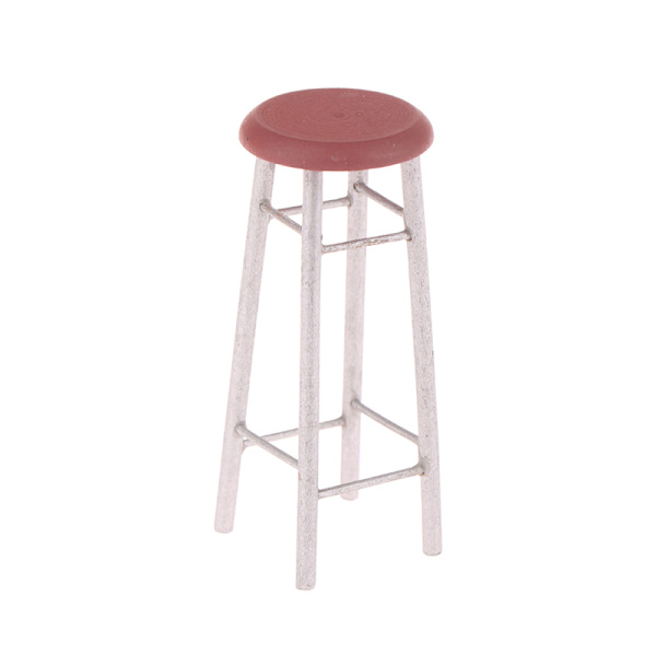1:12 Dockhus Miniatyr Barpall Stol Hög Pall Rund Pall