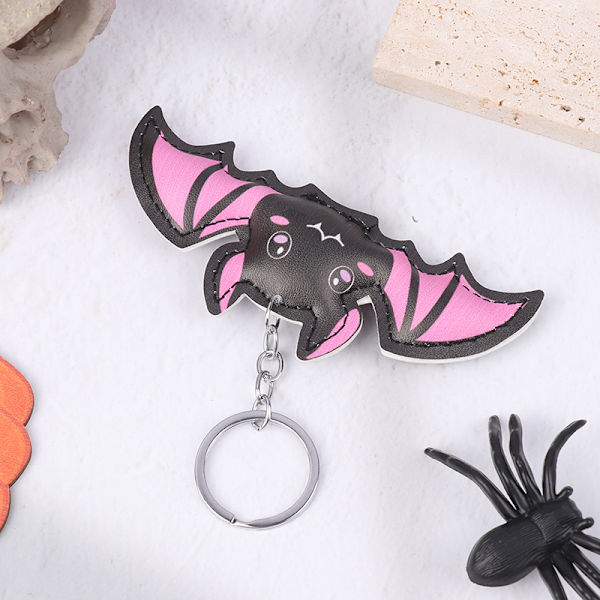 Halloween e Pink Bat Leather Keychain Härlig Bat Keyring Keys H