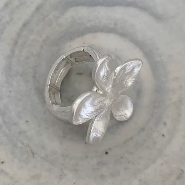 Lätt Lyx Stor Blomma Form Öppna Ringar Överdriven Justerbar Gold