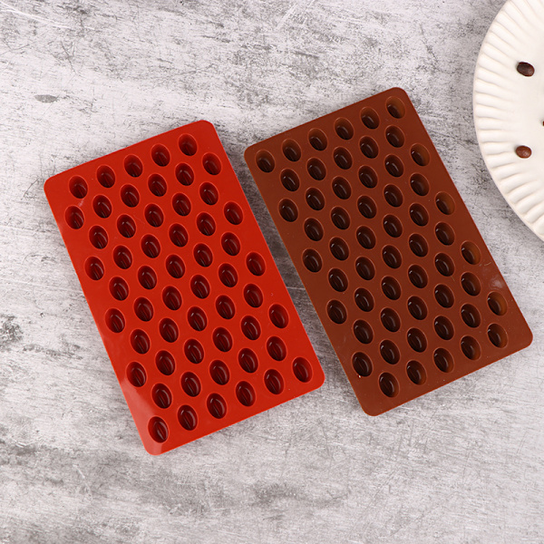 1 st 55 hålrum Kaffeböna Silikon Form DIY Bakning också Red