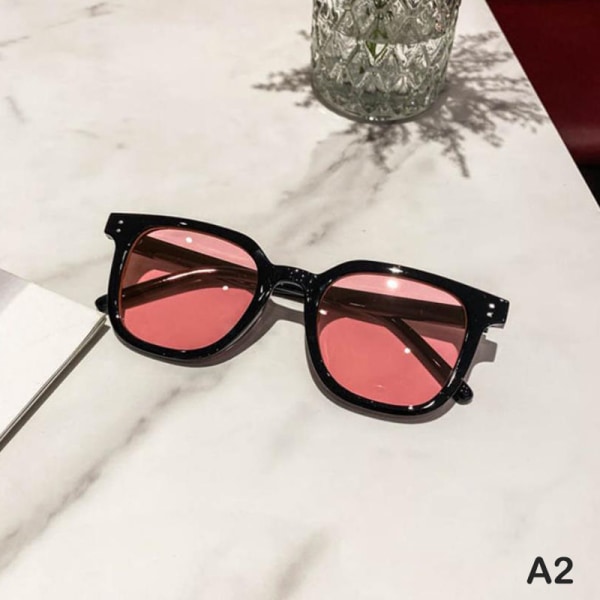 Nya retrosolglasögon för män, kvinnor, klassisk fyrkantig svart ram S A6