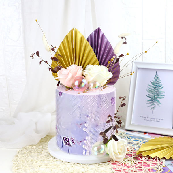 2st Pappersfläkt Cake Topper Guld Palmblad Födelsedagsfest Decora Pink L
