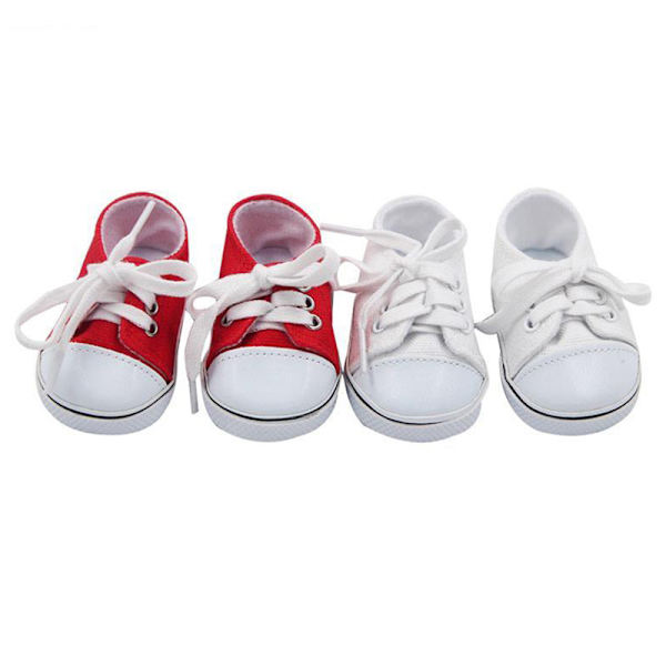 Modedocka Canvas Skor Sneakers Skor För 43cm Baby Doll 18 White