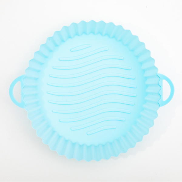 Silikon Air Fryer Pot Basket Liners Non-Stick Säker Ugnsbakning RoundLightBlue