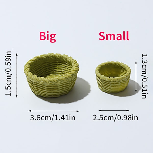 2st Dollhouse Mini Korg Dockhus Förvaringskorg 1/12 Dockor Green