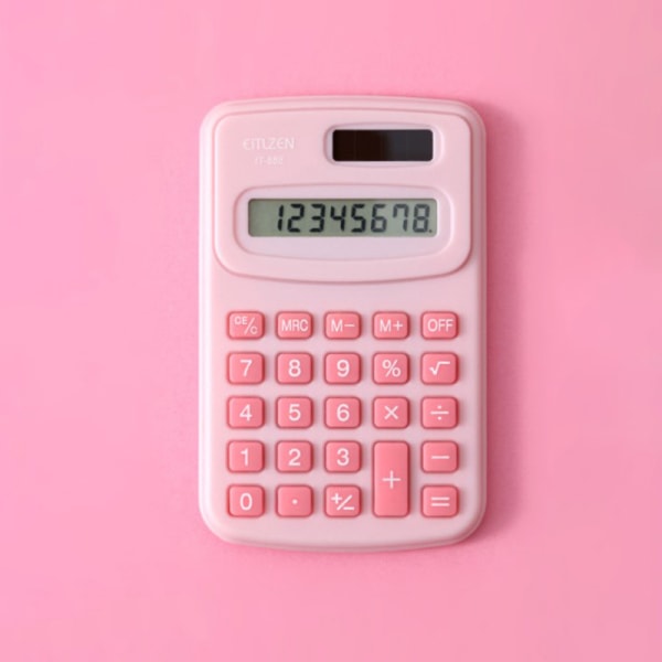 Brevpapper Finansiellt företag Liten kalkylator Revisor Calcu pink