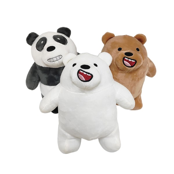 We Bare Bears Nyckelring Hänge Plysch Doll Toy Brun Björn Vit A4