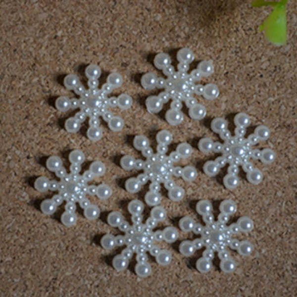 100× Snowflake Flatback Pearl Embellishments Christmas Craft DI Beige