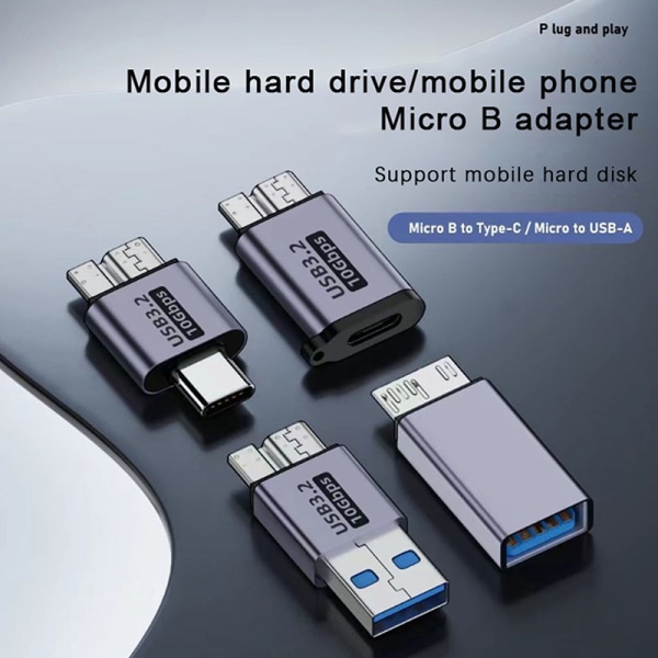 USB A/C till Micro B 3.0 Adapter 10Gbps Super Speed ​​Data Sync Con A