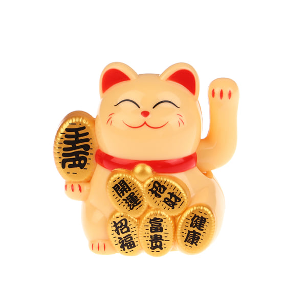 1st Mini Solar Powered Lucky Cat och Lucky Cat Home Car Decor Gi D