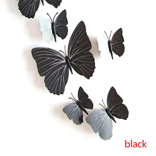 3D Butterfly Wall Stickers Självhäftande Tapeter Färgglad Men Black