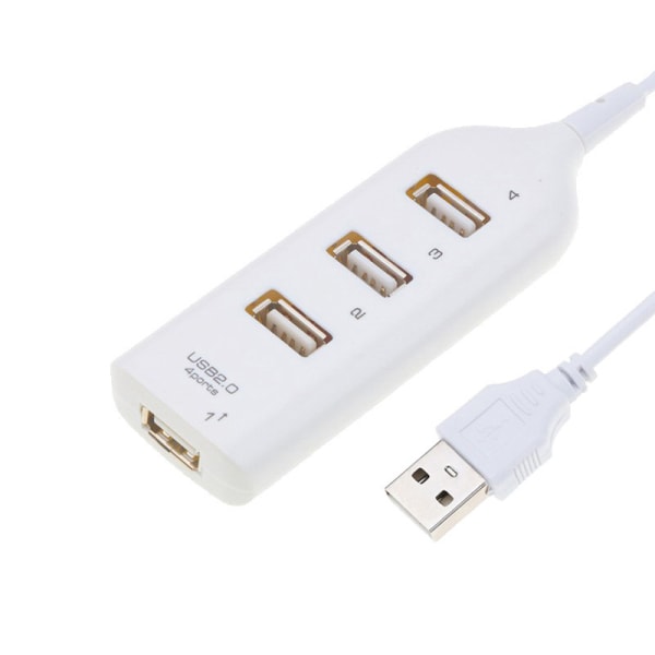 4 Port High Speed ​​USB Hub Med Kabel Mini USB Splitter Hub För White