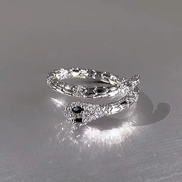 Gothic Open Snake Ring Justerbara Djurringar För Män Kvinnor Fa