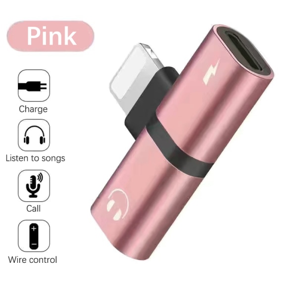 Apple Adapter Dual Adapter Adapter Hörlursuttag Belysning För Pink